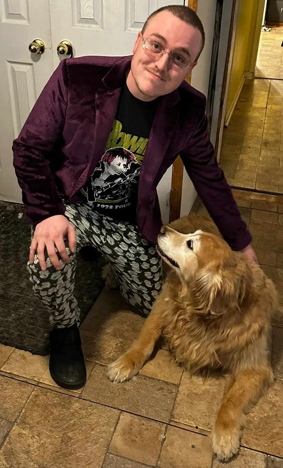 Builder and dog portrait retained as a public human record